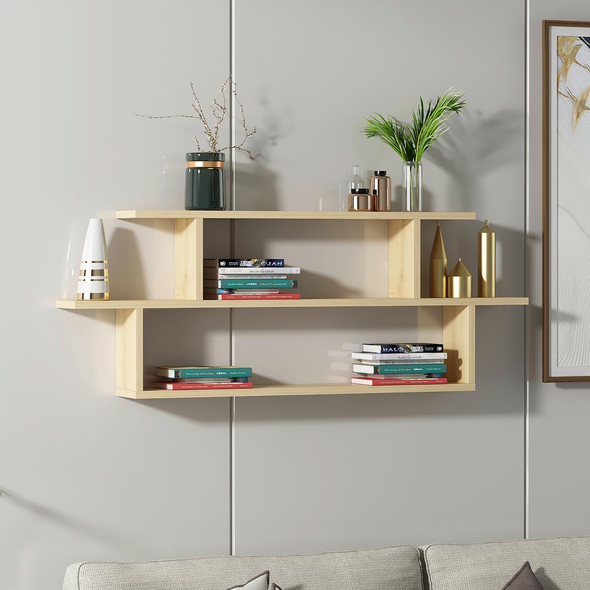 Wandregal Seneca - Eichefarben, Design, Holzwerkstoff (120/44,6/14,6cm) - MID.YOU