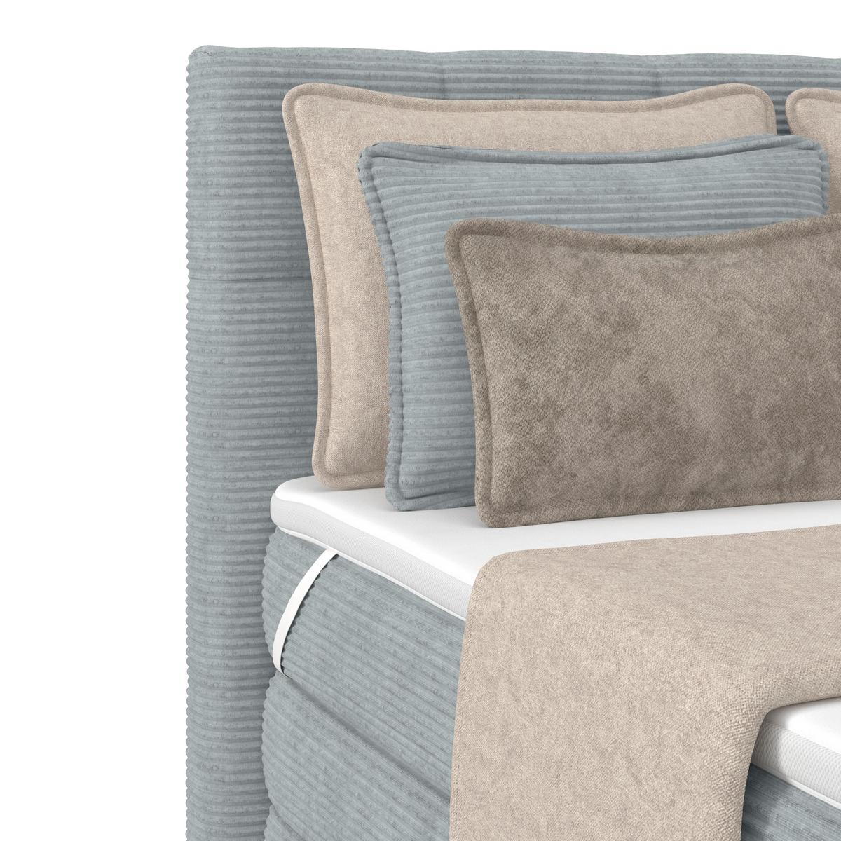 Boxspringbett mit Topper und Bettkasten 140x200 Medino - Silberfarben, KONVENTIONELL, Holz/Holzwerkstoff (140/200cm)