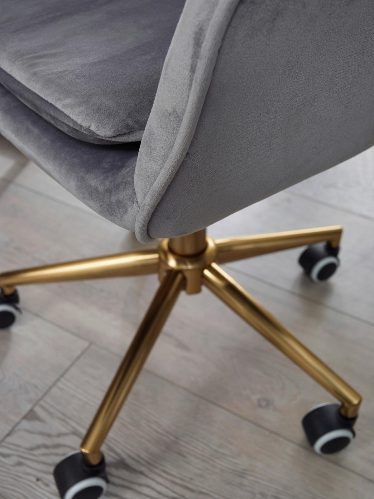 Drehstuhl mit Rollen und Armstützen Grau/Goldfarben - Goldfarben/Grau, KONVENTIONELL, Kunststoff/Textil (54/105/52cm) - MID.YOU