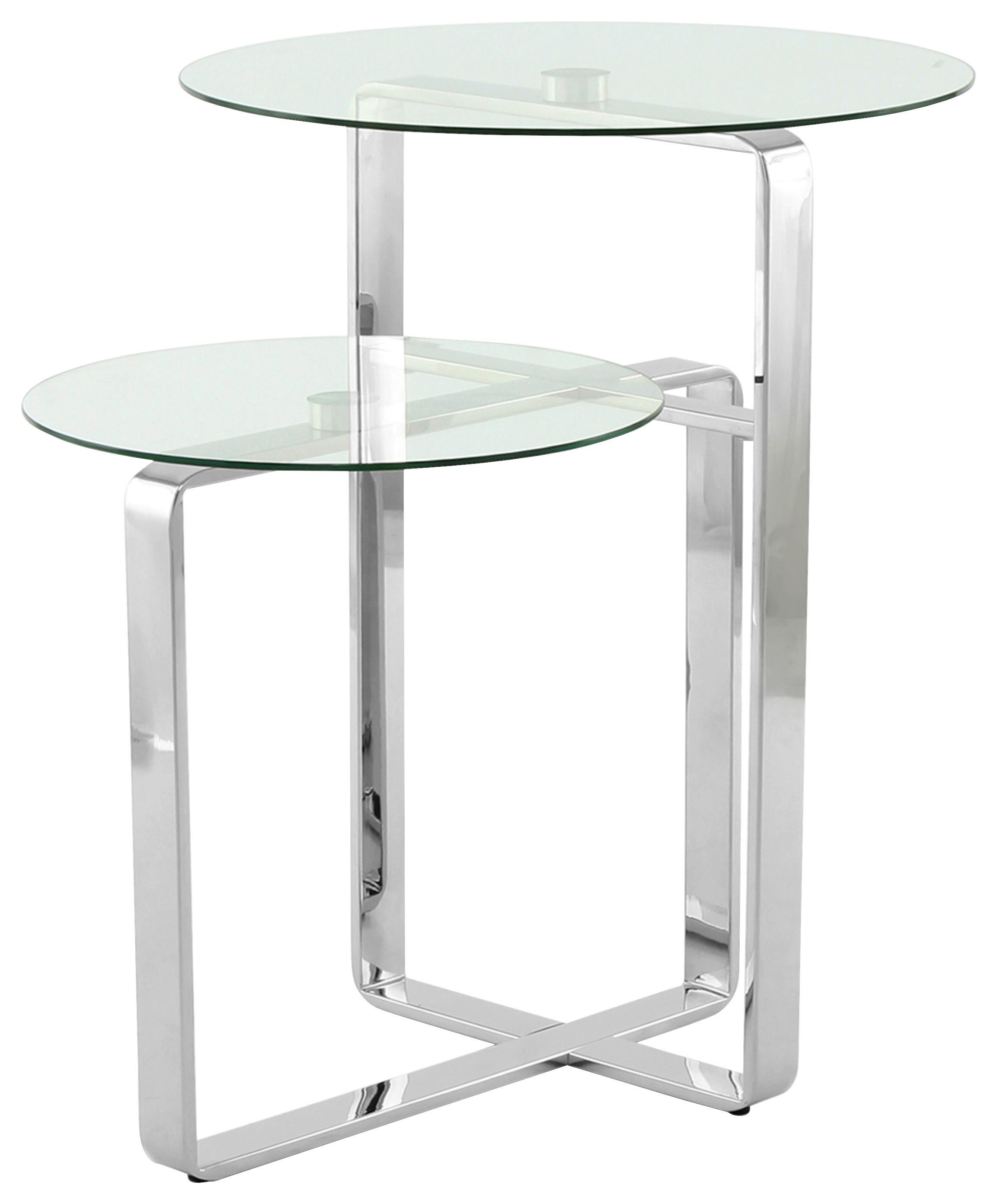 Beistelltisch Katris 100 Silber - Klar/Silberfarben, Design, Glas/Metall (46/46/60cm) - Kayoom