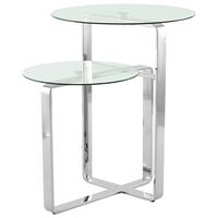 Beistelltisch Katris 100 Silber - Klar/Silberfarben, Design, Glas/Metall (46/46/60cm) - Kayoom