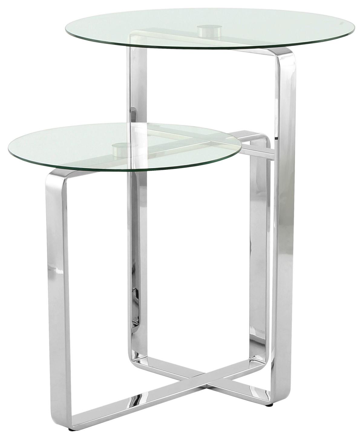 Beistelltisch Katris 100 Silber - Klar/Silberfarben, Design, Glas/Metall (46/46/60cm) - Kayoom