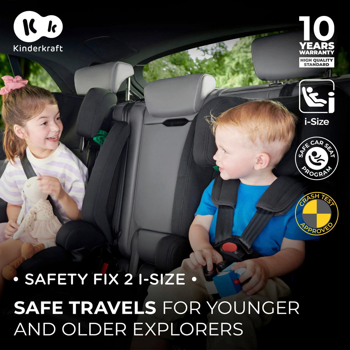 Kinderautositz Safety Fix 2 Grau, B/H/T: 44x82,5x49cm - Hellgrau/Grau, Basics, Kunststoff (44/82.5/49cm) - Kinderkraft