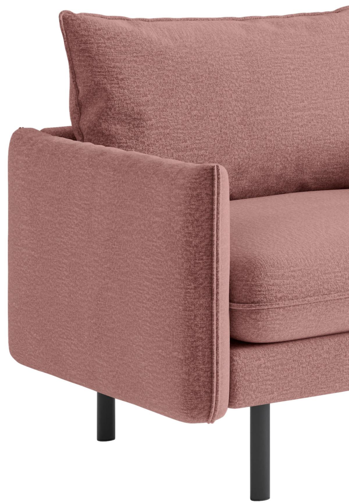 Sitzgarnitur Samos 3-Teilig Altrosa B: 215 cm - Schwarz/Altrosa, Design, Textil (215/85/92cm) - Livetastic