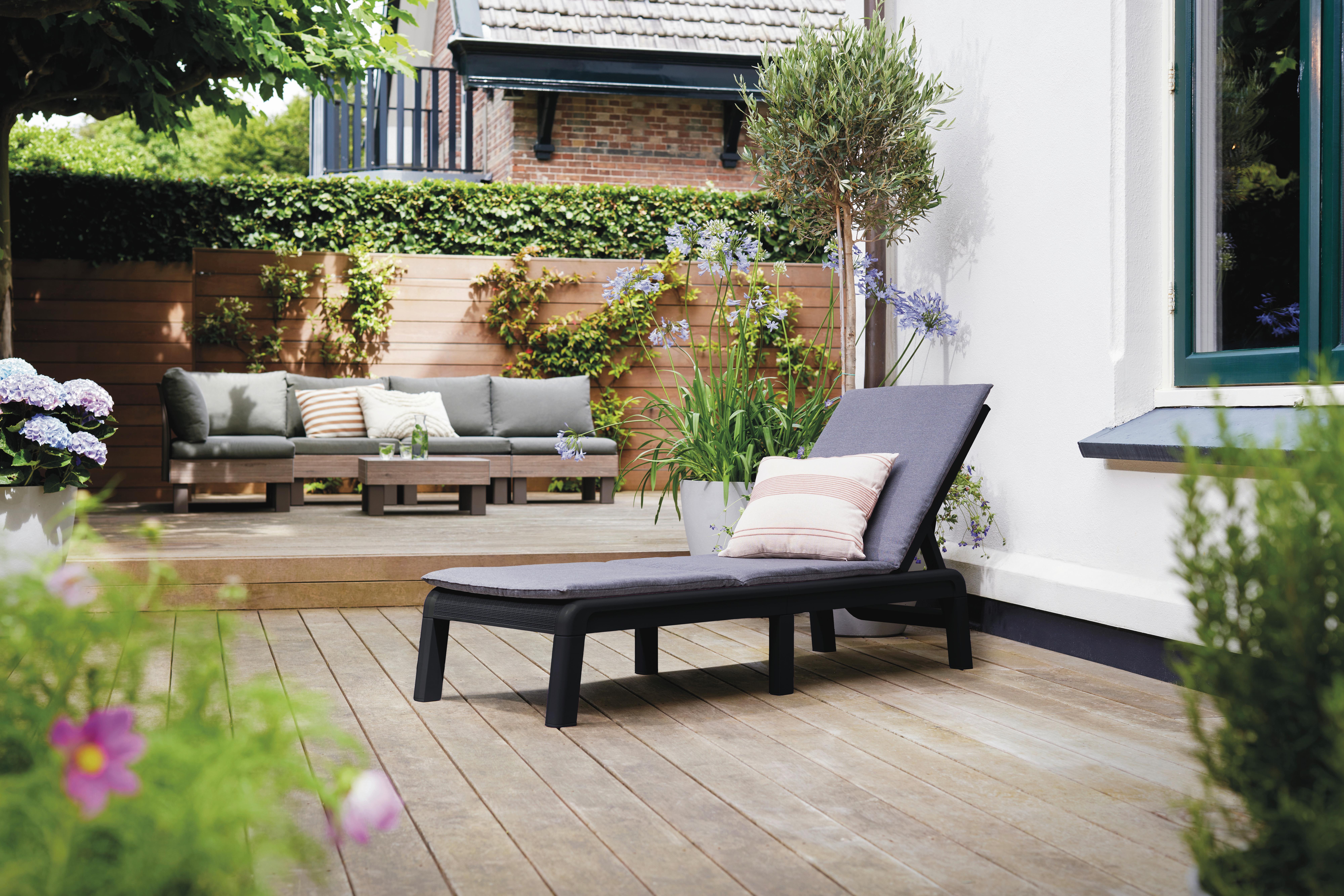 ATLAS se 4 polohami, skládací - šedá/barvy grafitu, Design, textil/plast (187,50/58/29cm) - Ambia Garden