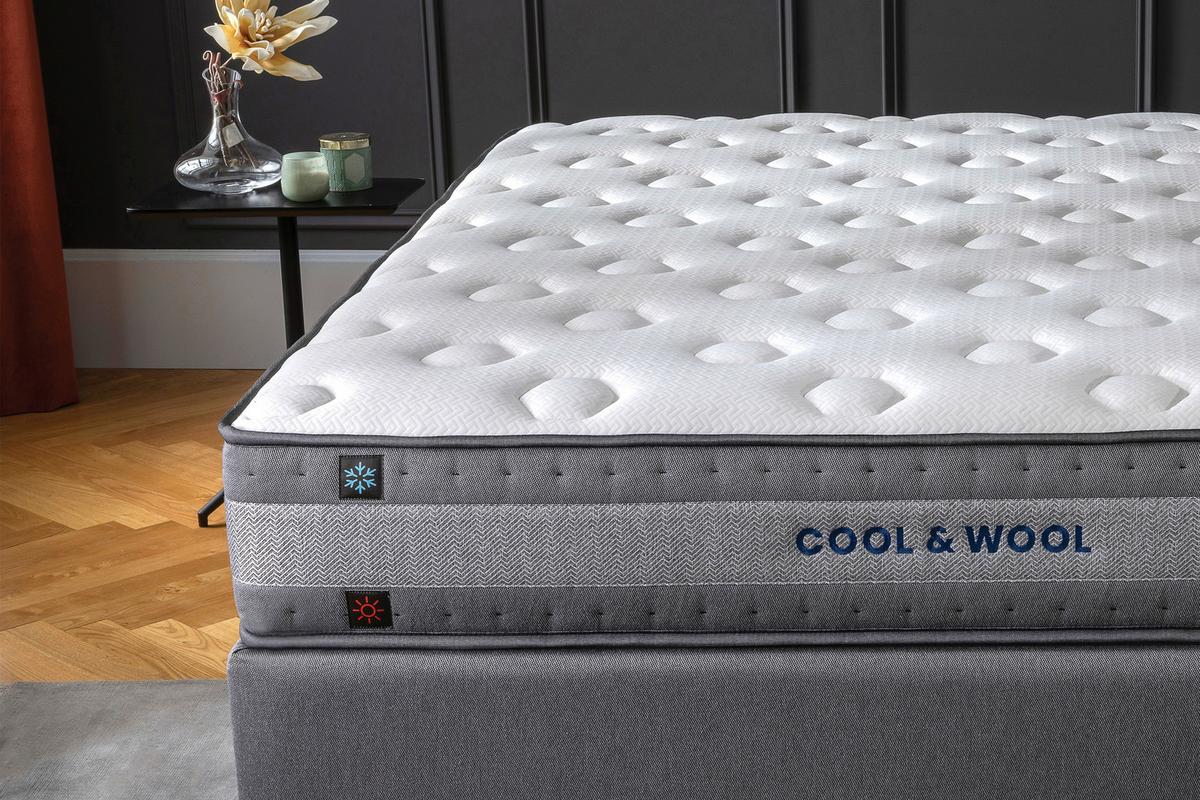 Taschenfederkernmatratze COOL & WOOL 90x200cm H3 H:28cm - Weiß/Grau, Basics, Textil (90/200cm) - Yatas
