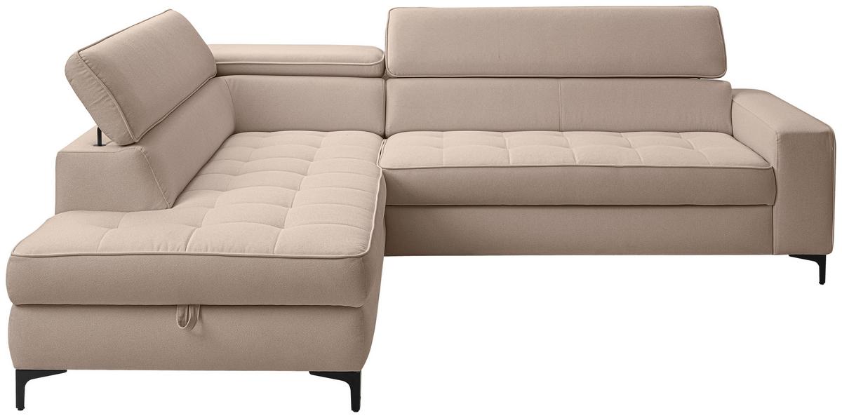 Ecksofa Nala Taupe S: 203x251cm - Taupe/Schwarz, Design, Textil (203/251cm) - MID.YOU