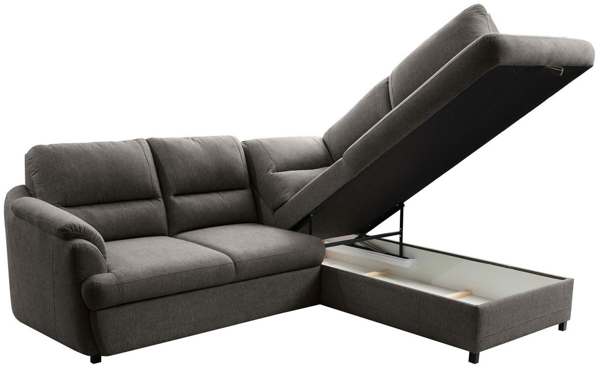 Ecksofa Gusto Braun S: 240x200 cm - Greige/Schwarz, Basics, Textil (240/200cm)