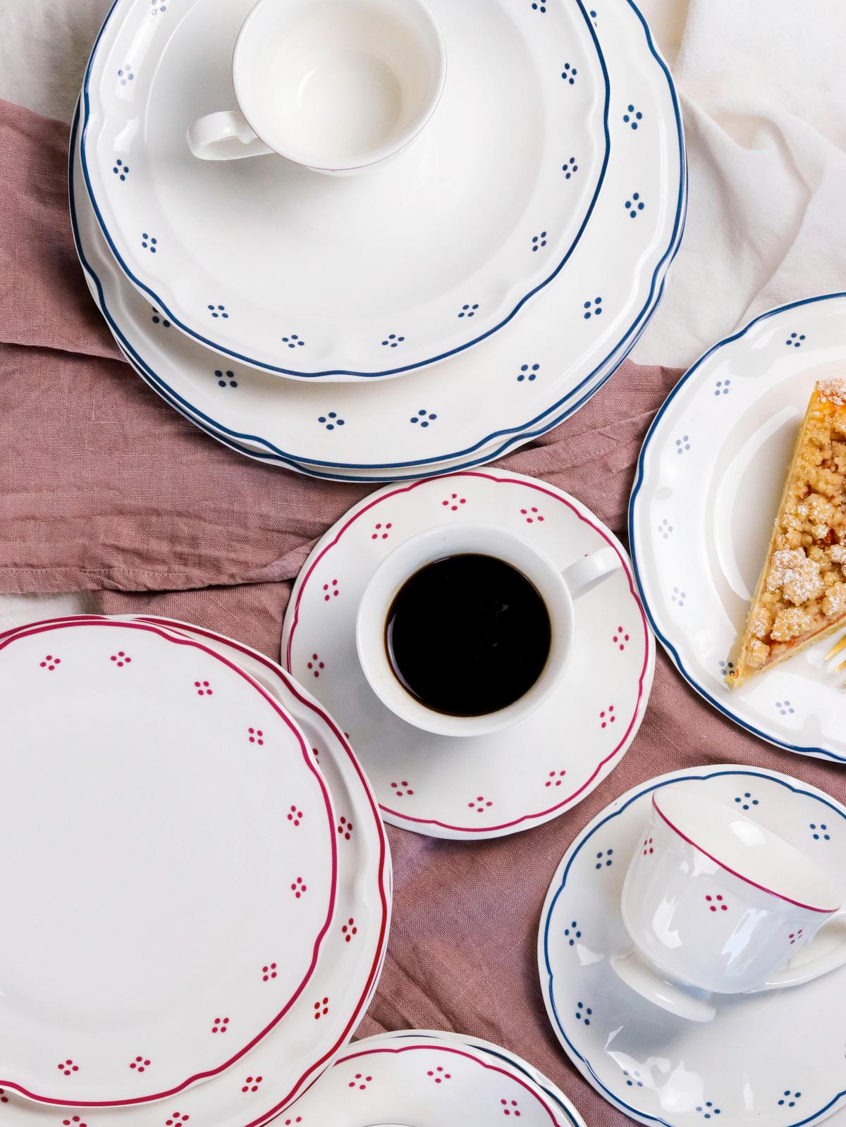 Tafelservice Lova Keramik, Rot/Weiß, 12-teilig - Rot/Weiß, Basics, Keramik - Mäser