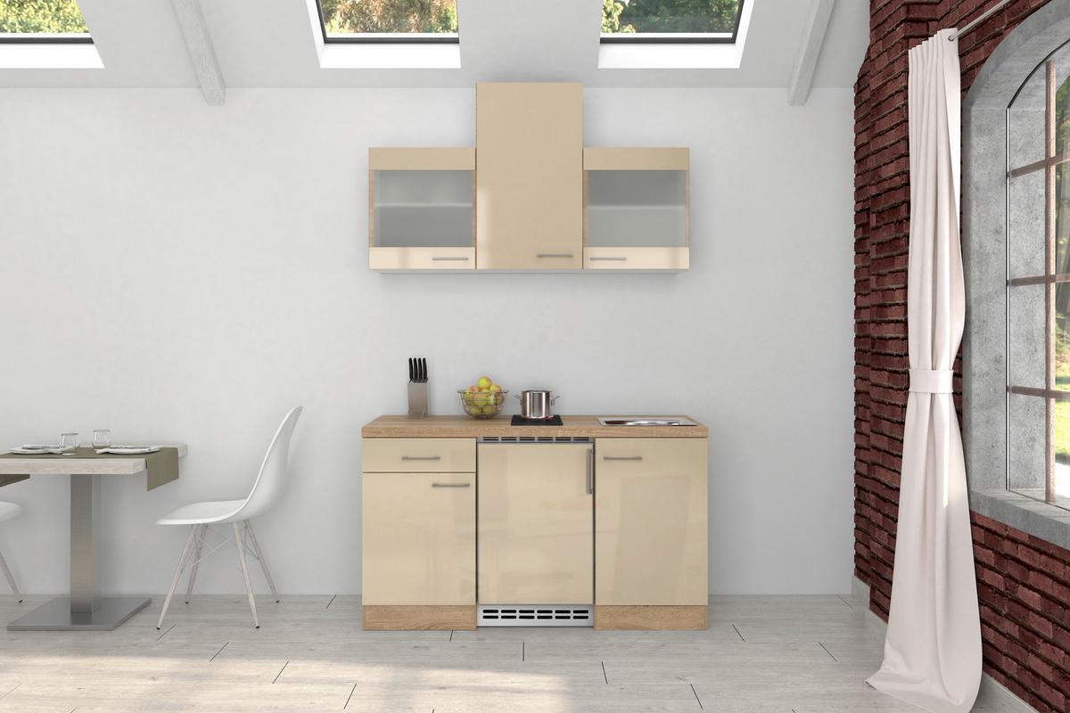 Minikuchyňa NEPAL vrátane spotrebičov a drezu - kašmírová/farba ušľachtilej ocele, Modern, kov/kompozitné drevo (150,5cm) - FlexWell