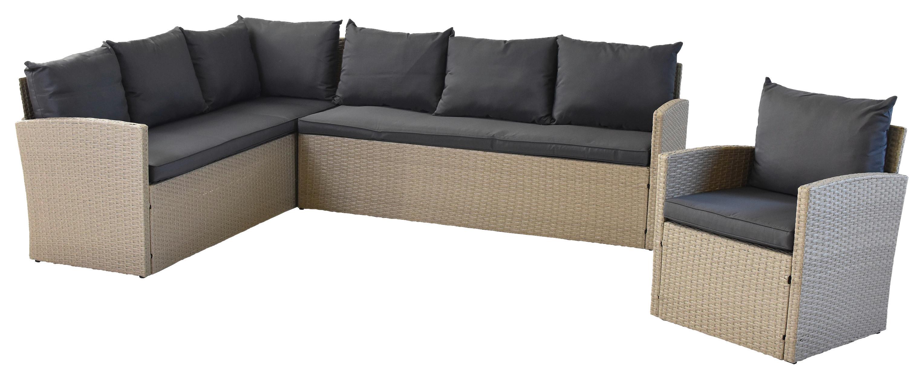 Gartengarnitur 2-tlg Chicago Aus Stahl - Schwarz/Grau, MODERN, Kunststoff/Metall - Gardenson