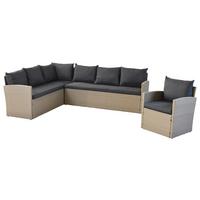 Gartengarnitur 2-tlg Chicago Aus Stahl - Schwarz/Grau, MODERN, Kunststoff/Metall - Gardenson