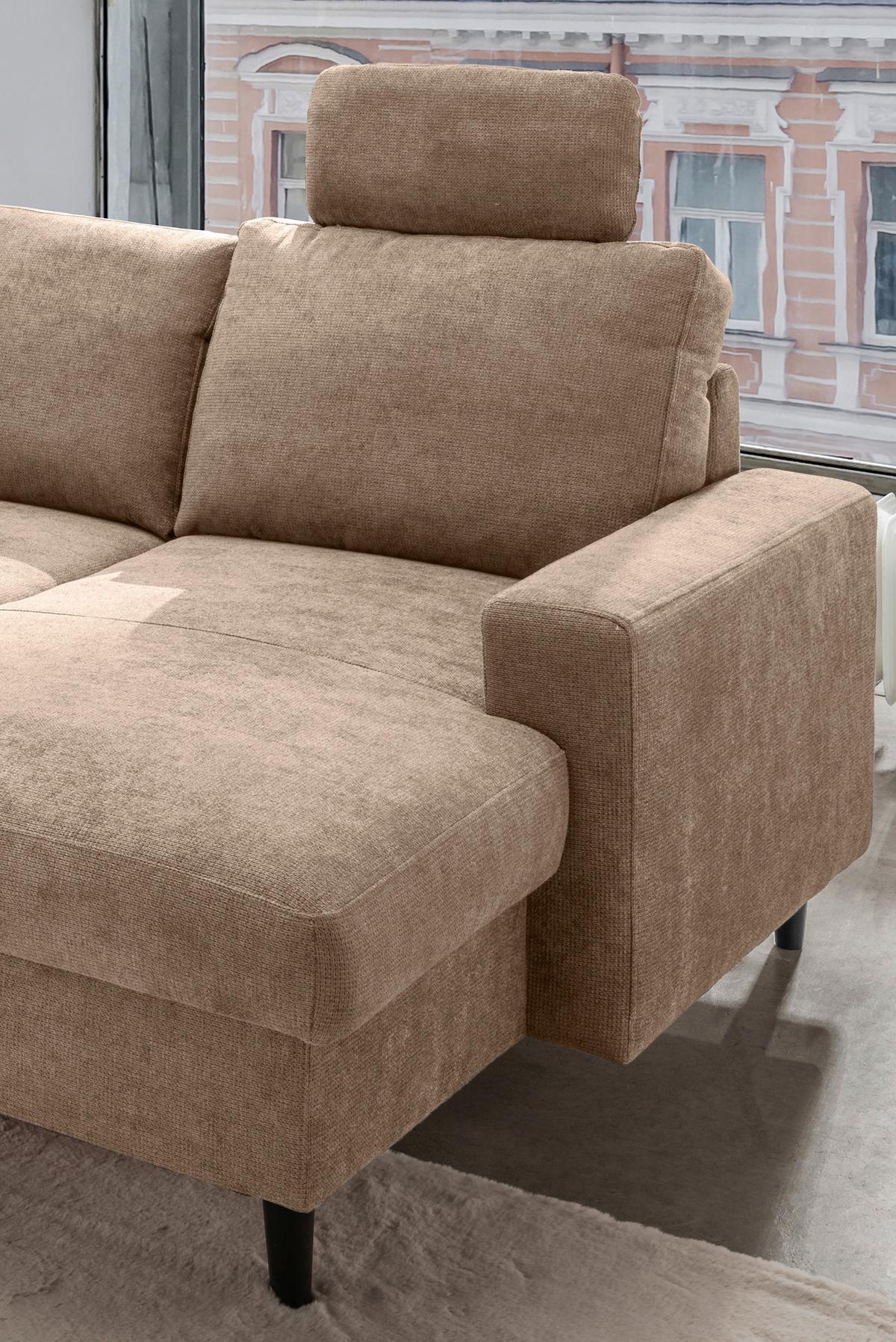 Wohnlandschaft Passione Hellbraun U: 200x305x153 cm - Hellbraun/Schwarz, MODERN, Textil (200/305/153cm) - Livetastic