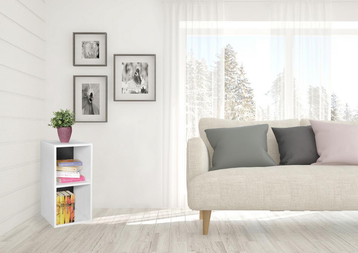 Viacúčelový regál standregal: biela/čierna - čierna/biela, Konventionell, kompozitné drevo (30/60/30cm) - MID.YOU