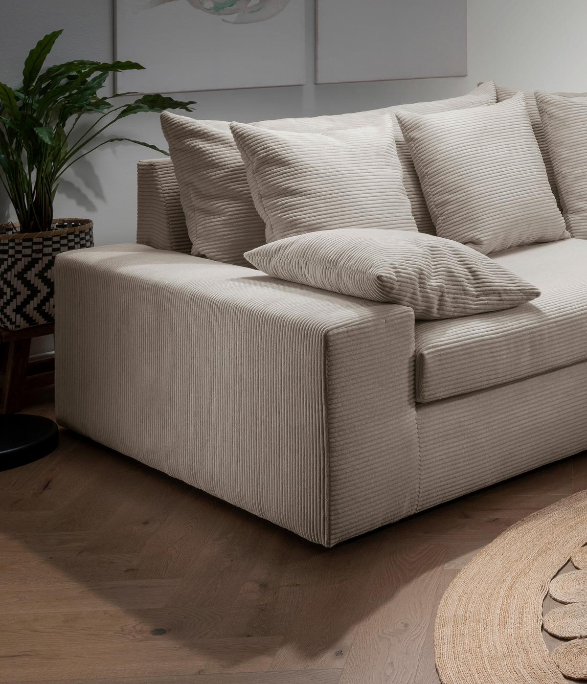 Ecksofa Avellino Beige S: 301/301 Cm - Beige/Schwarz, MODERN, Textil (301/301cm) - Livetastic