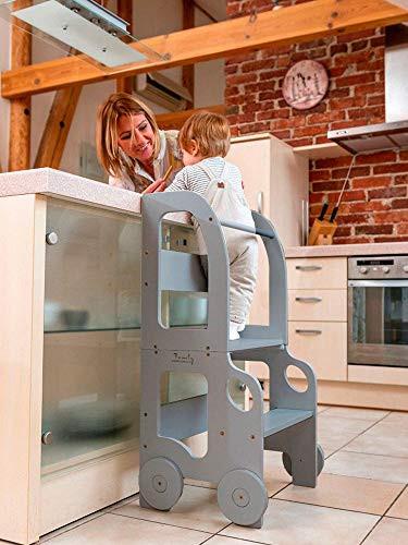 Hochstuhl Car Step Stool Aus Holz Grau - Grau, Basics, Holz (38/90/40cm)
