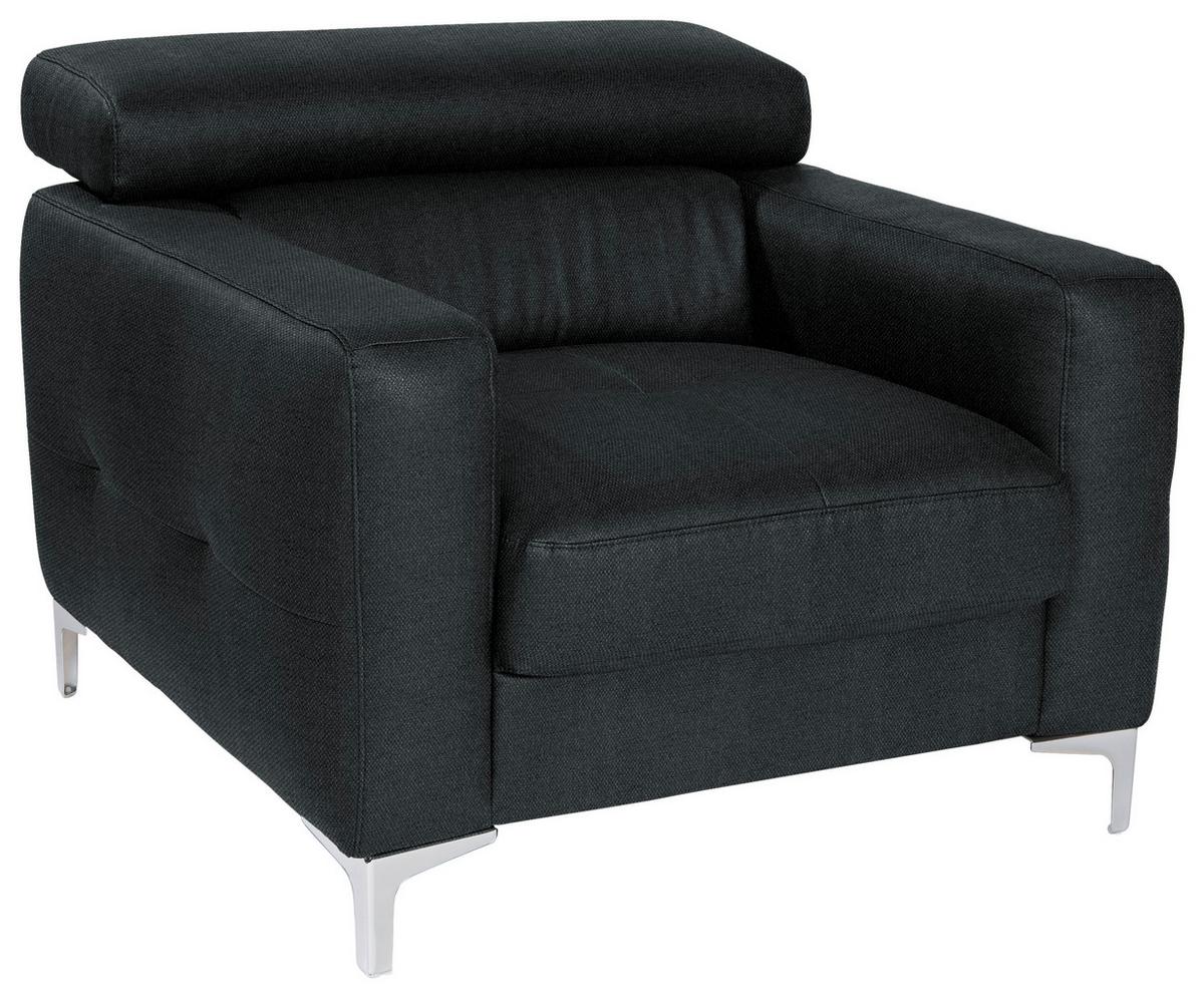 Polstersessel Sammy Schwarz - Chromfarben/Schwarz, Design, Textil (99/78-92/106cm) - Livetastic