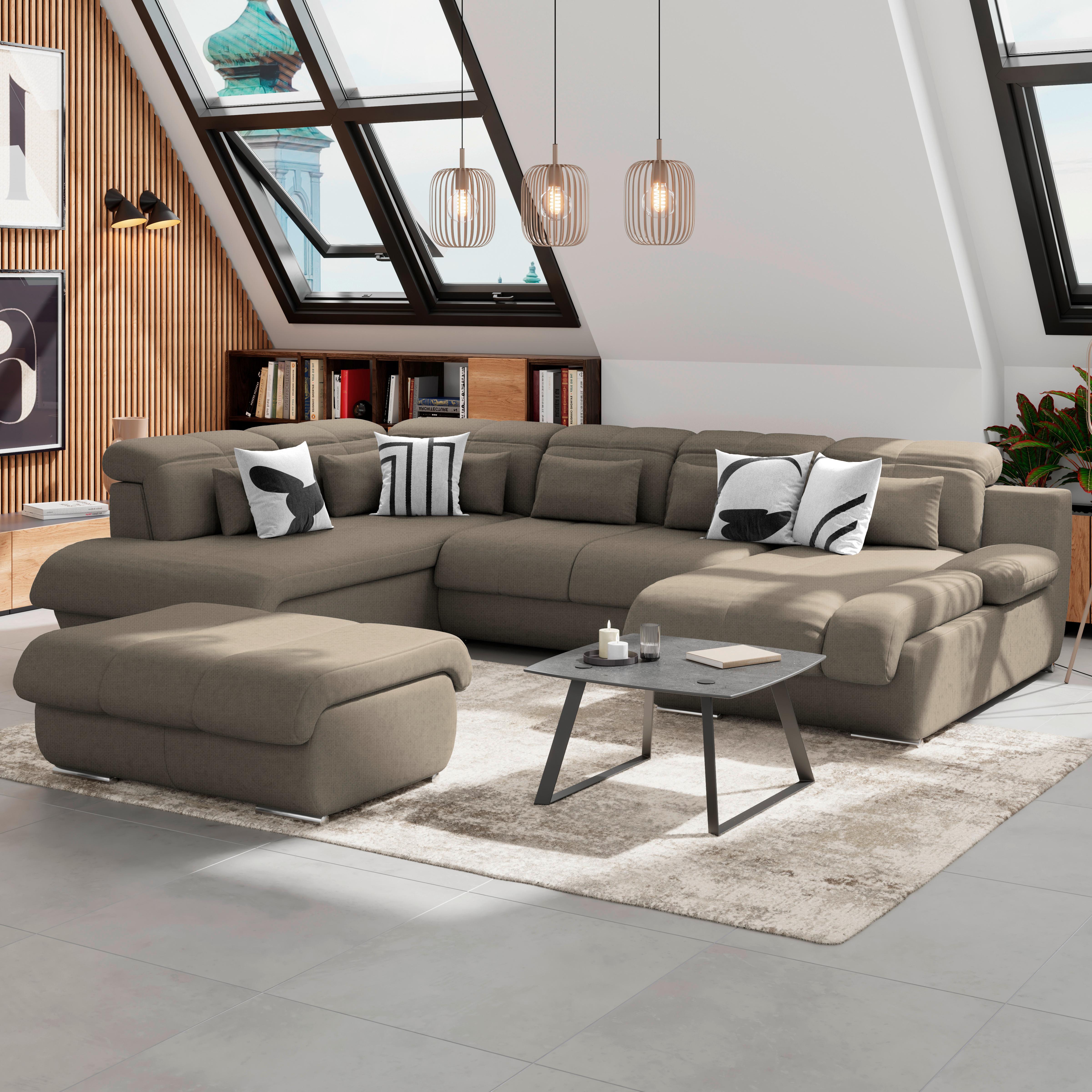 Wohnlandschaft Multi - Chromfarben/Dunkelbraun, MODERN, Textil (228/345/184cm) - Luca Bessoni
