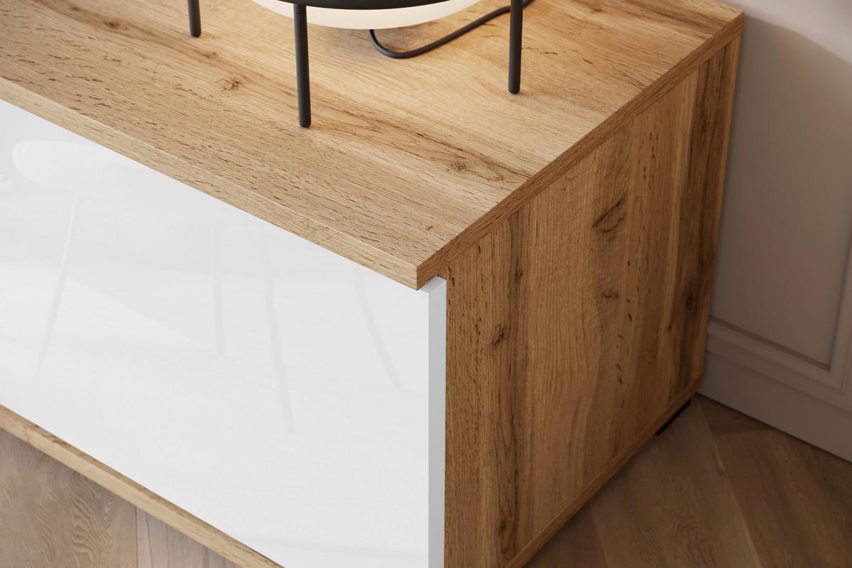 OBÝVACIA STENA CARO - čierna/biela s vysokým leskom, Trend, kompozitné drevo/plast (262/141,9/33cm) - Livetastic