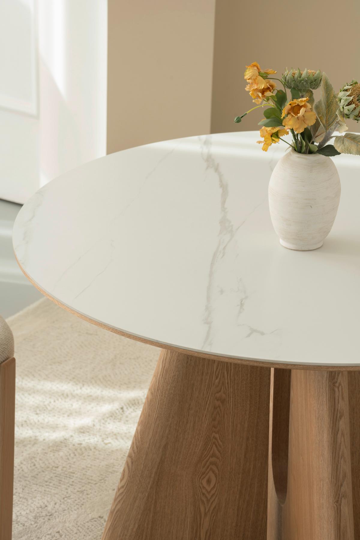 Esstisch Otis Weiß/Eichefarben D: 120 cm - Eichefarben/Weiß, MODERN, Holz/Holzwerkstoff (120/120/75cm) - Livetastic