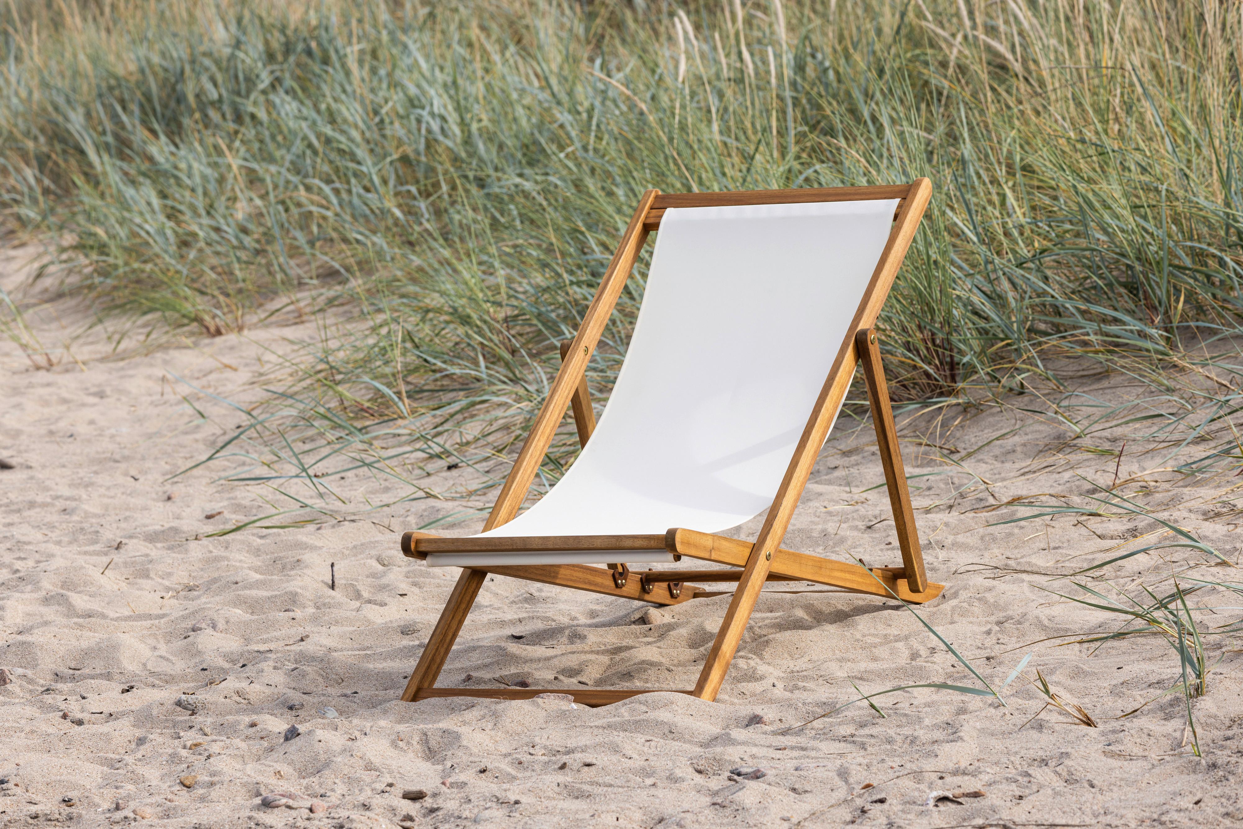 Strandsessel Peachy - Beige/Naturfarben, KONVENTIONELL, Holz/Textil (57/80/105cm) - Gardenson