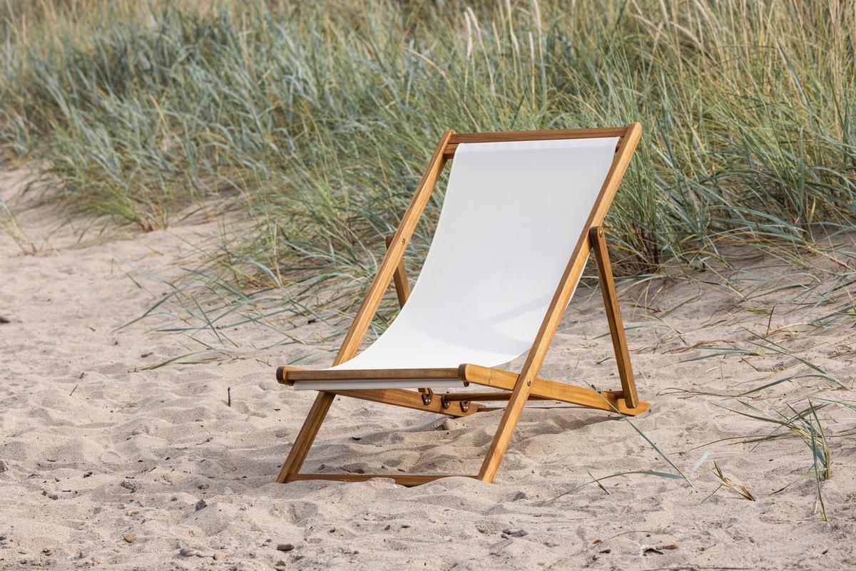 Strandsessel Peachy - Beige/Naturfarben, KONVENTIONELL, Holz/Textil (57/80/105cm) - Gardenson