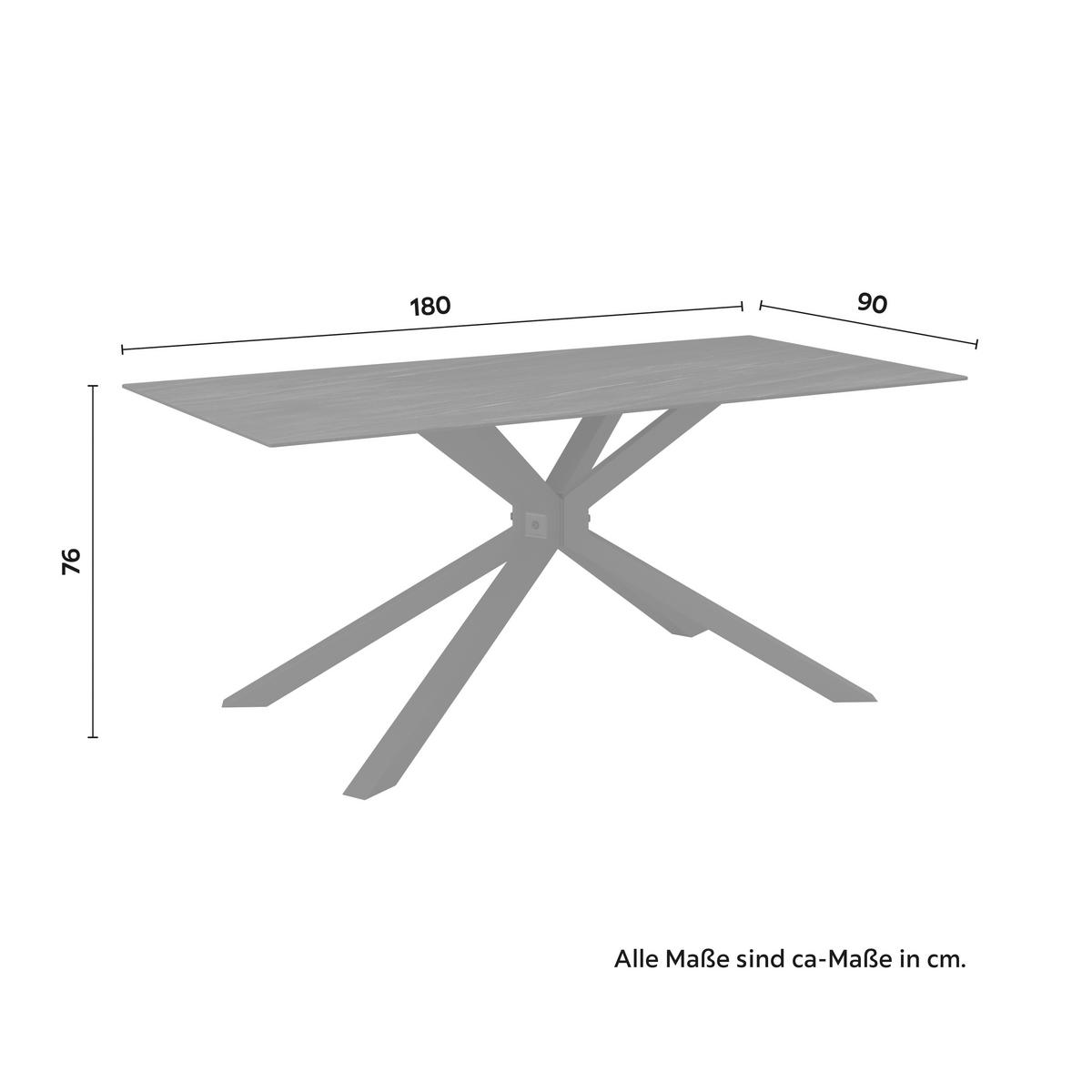 Jídelní stůl Livan tmavě šedá keramika - černá/tmavě šedá, Moderní, kov/kámen (180/90/76cm) - Bessagi Home