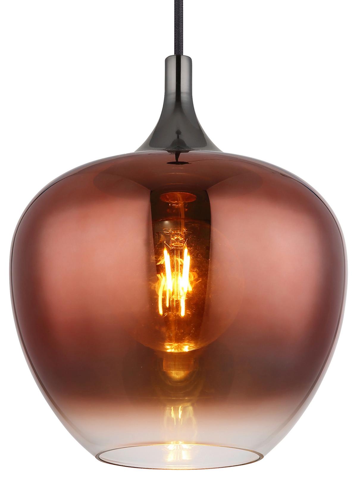 Hängeleuchte 15548hg - Schwarz/Kupferfarben, Design, Glas/Metall (24/120cm) - Globo