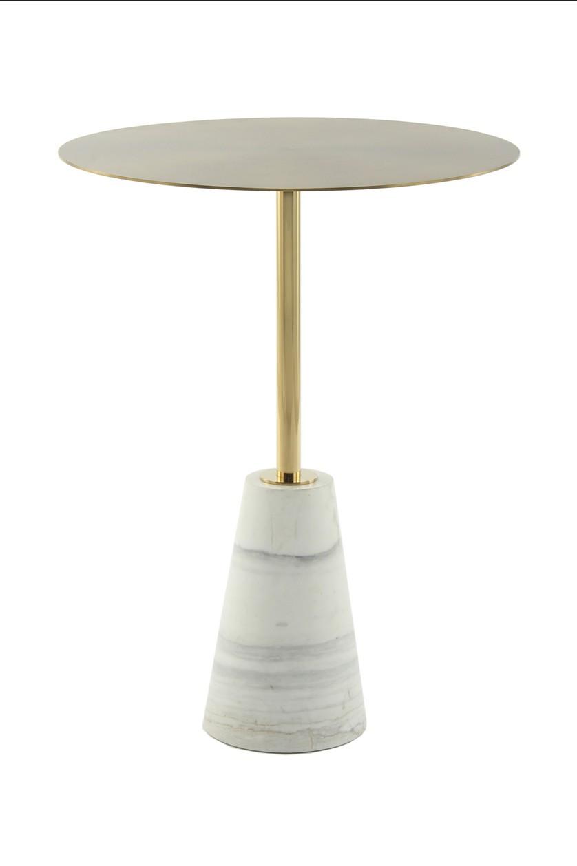 ODKLÁDACÍ STOLEK OSCAR 300 WEIß - bílá/barvy zlata, Design, kov/kámen (40 cm/53 cm/40 cmcm) - Kayoom