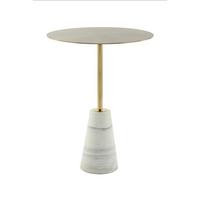 PRÍRUČNÝ STOLÍK OSCAR 300 WEIß - biela/zlatá, Design, kov/kameň (40 cm/53 cm/40 cmcm) - Kayoom