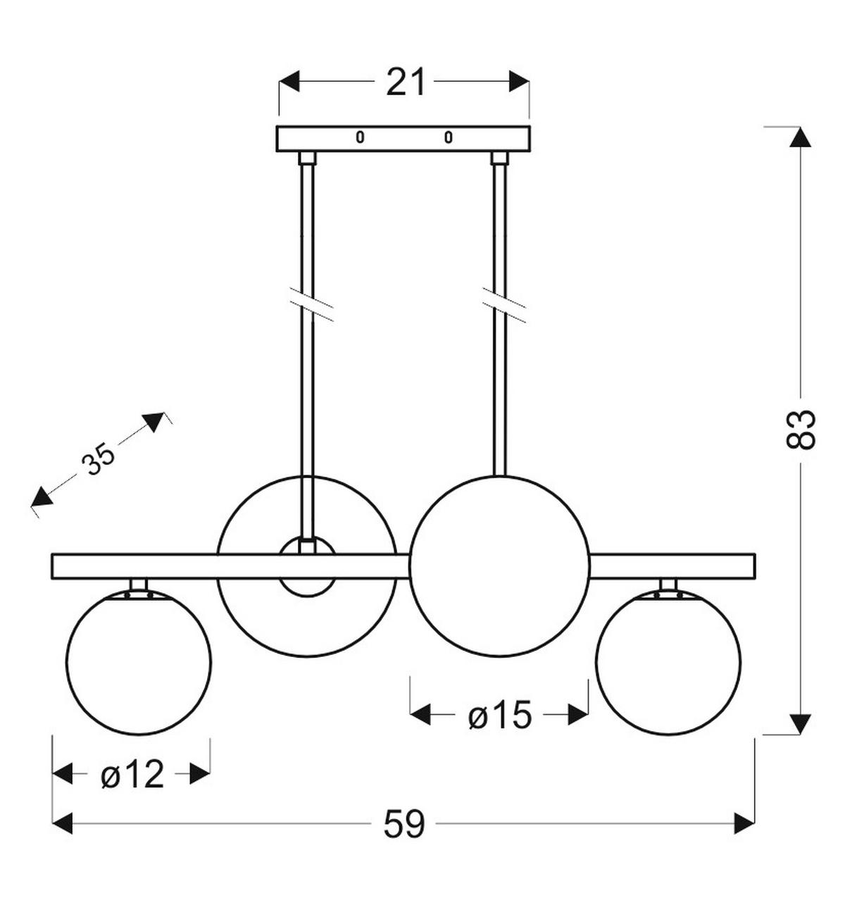 Pendelleuchte 34-01214 Kama - Goldfarben/Schwarz, Design, Metall (59/35/83cm)