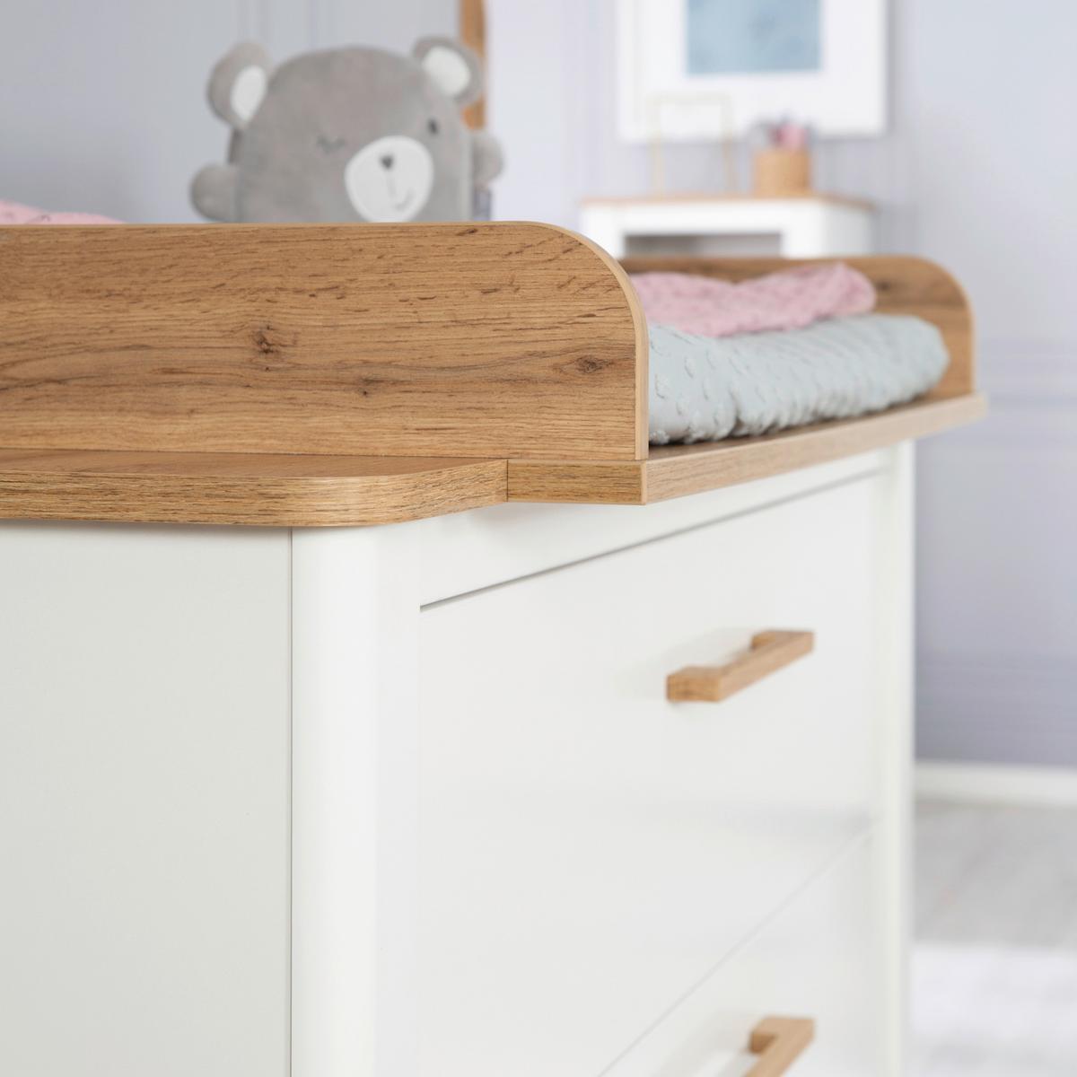 Wickelkommode Weiß/natur - Weiß, Basics, Holzwerkstoff (119/100/76cm) - Roba