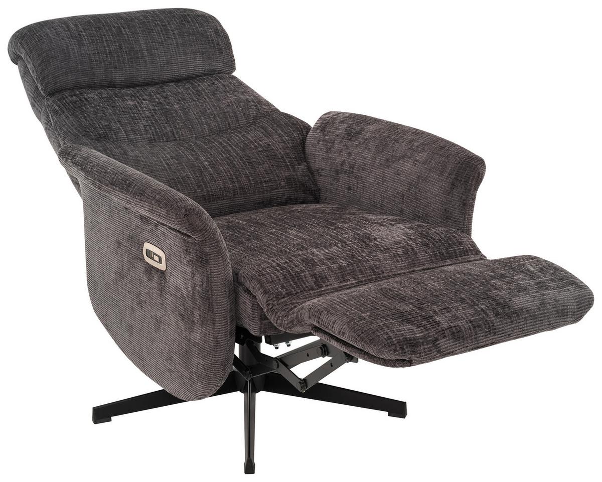 Relaxsessel Manila Chenille Anthrazit, B: 73 Cm - Anthrazit/Schwarz, MODERN, Textil/Metall (73/113/89cm)