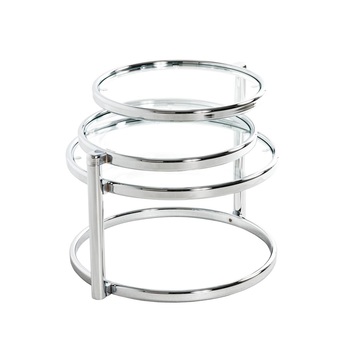 Couchtisch Rund Mit Glasplatte Chromfarben - Chromfarben, Basics, Glas/Metall (140/43/50cm)