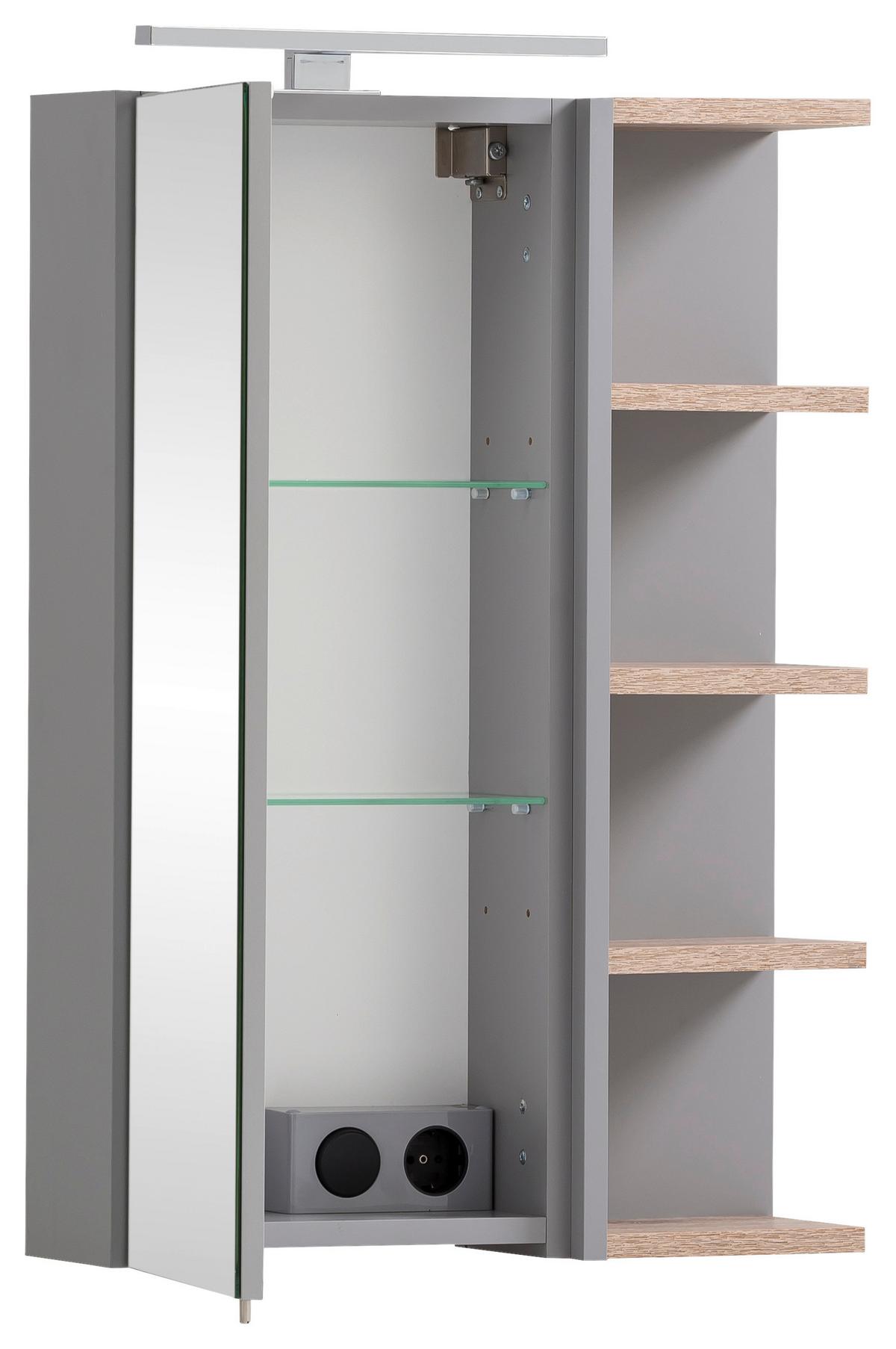 Spiegelschrank Lugo - Grau, MODERN, Glas/Holzwerkstoff (50/74,4/16cm) - MID.YOU