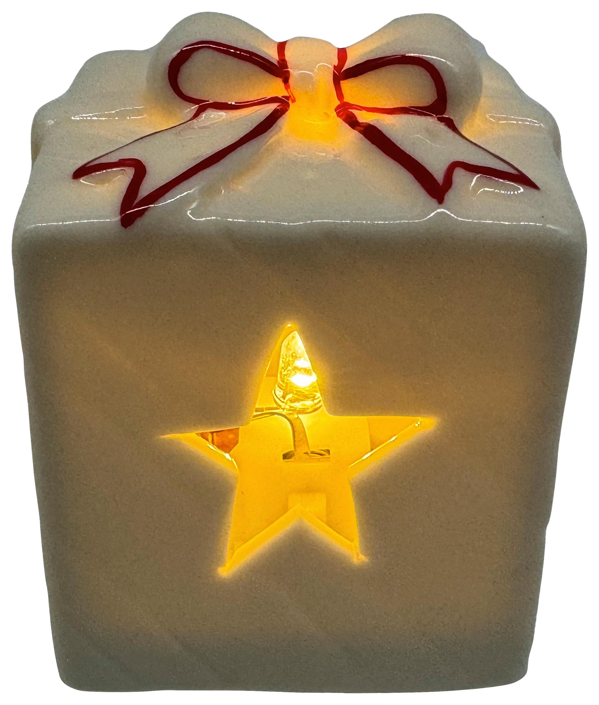 Vánoční figurka LED / teplá bílá - bílá/červená, Konvenční, keramika (4,8/6,2/4,8cm) - Mömax