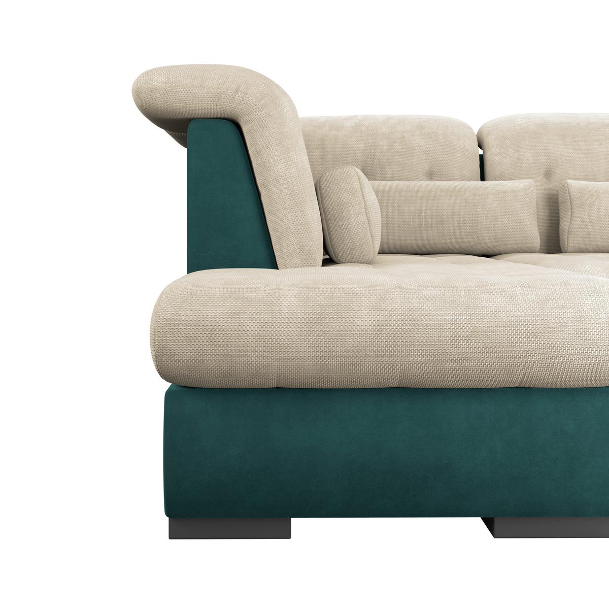 Wohnlandschaft Madera Cremefarben U: 212x358x190 cm - Türkis/Creme, KONVENTIONELL, Kunststoff/Textil (212/358/190cm)