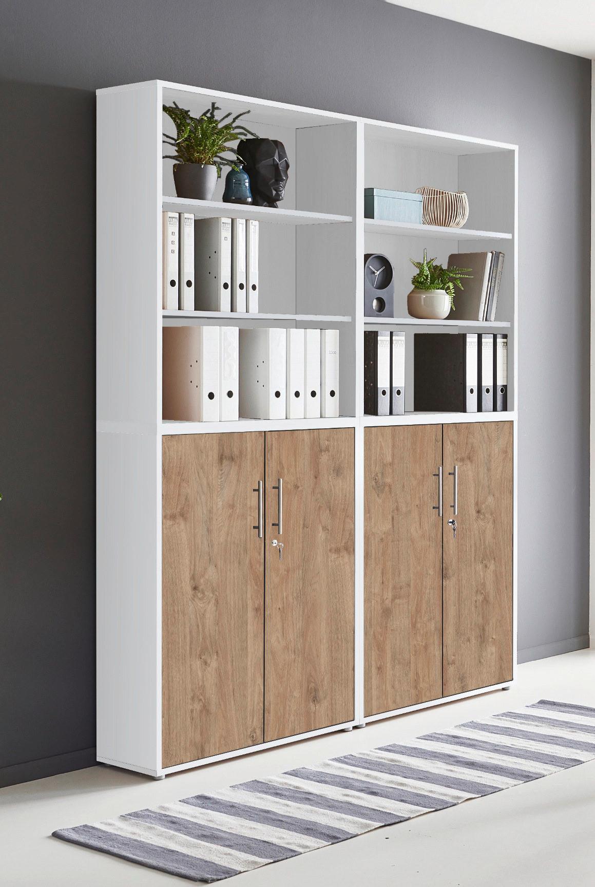 Office Edition B: 168,6 cm Eichefarben/Weiß - Eichefarben/Weiß, MODERN, Holzwerkstoff (168,8/227,2/33cm) - MID.YOU