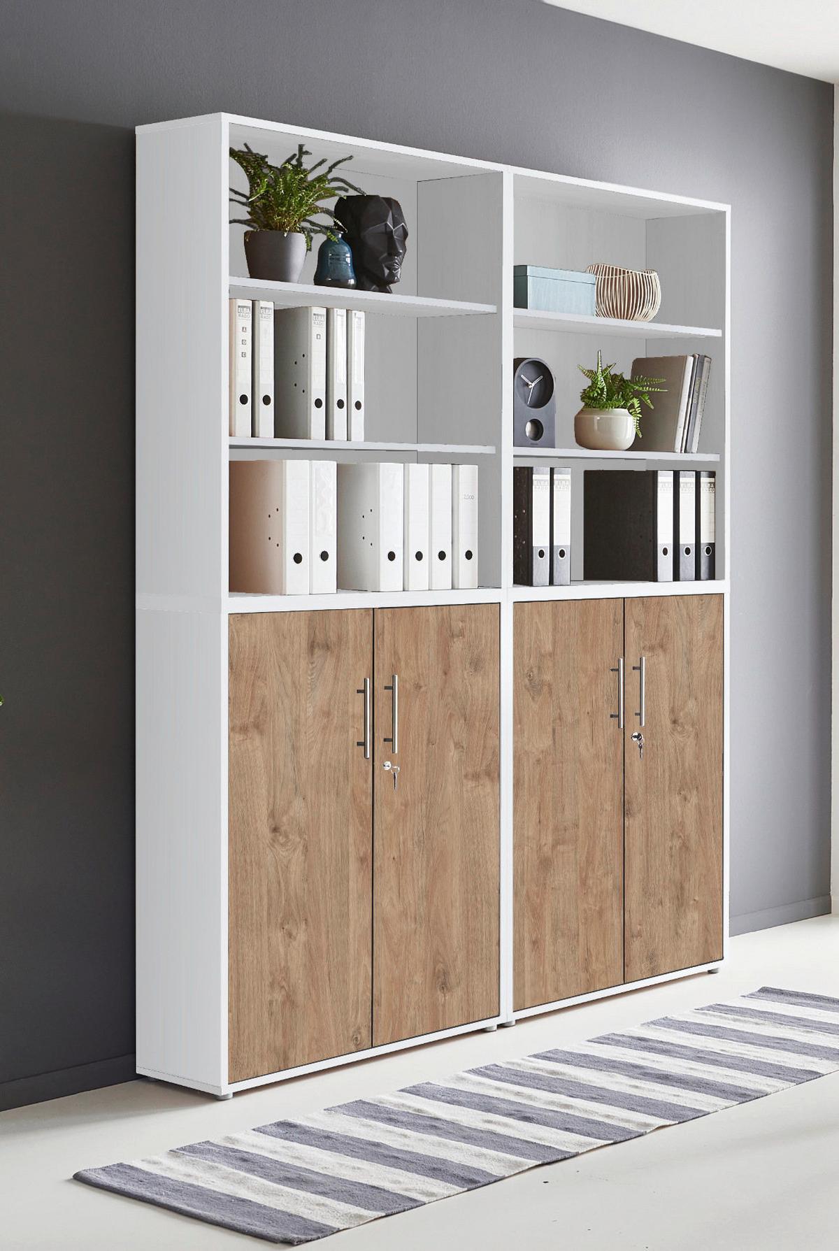Office Edition B: 168,6 cm Eichefarben/Weiß - Eichefarben/Weiß, MODERN, Holzwerkstoff (168,8/227,2/33cm) - MID.YOU