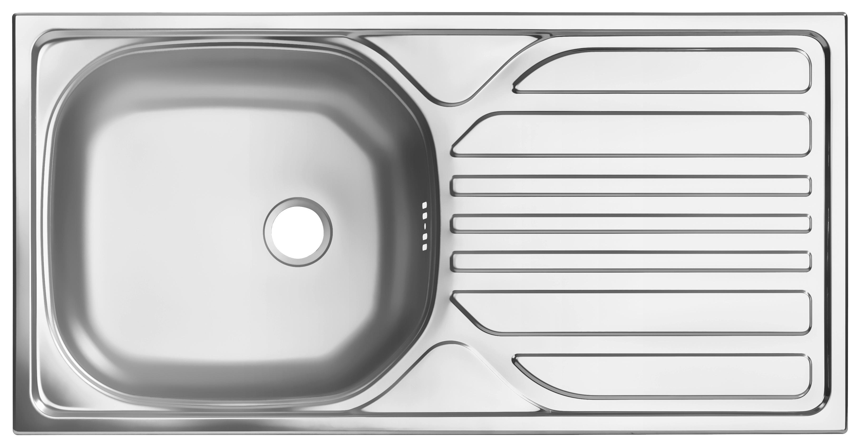 Spüle Edelstahl 86x43,5 cm mit Abtropffläche - Edelstahlfarben, Basics, Metall (86/43,5cm) - P & B