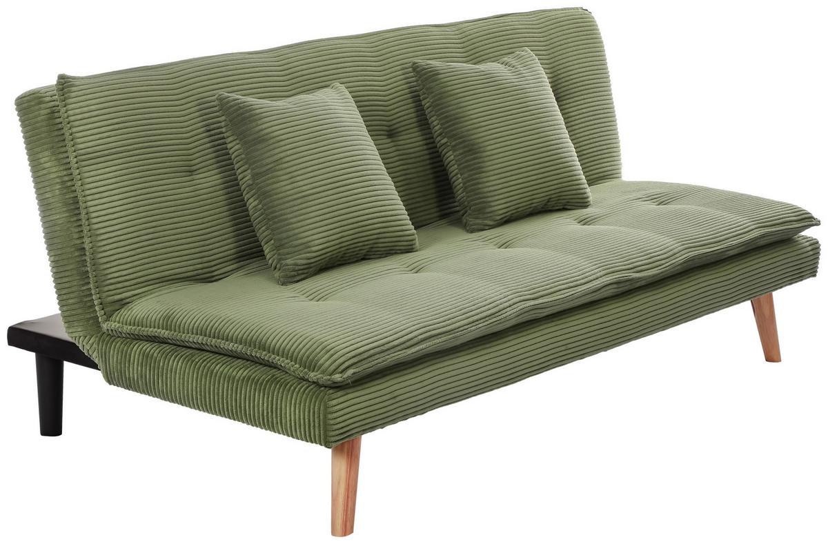 Schlafsofa Passau Grün B: 181 Cm - Schwarz/Naturfarben, Basics, Holz/Textil (181/77cm) - P & B