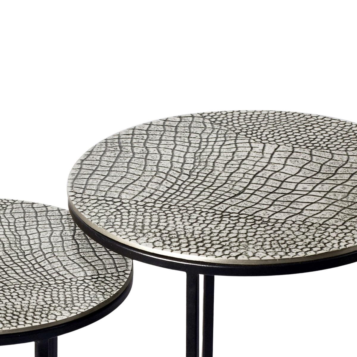 Beistelltischset 2-teilig Aluminium lackiert - Silberfarben/Schwarz, Design, Metall (40/40/48cm) - Livetastic