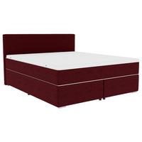 Boxspringbett Catania - Chromfarben/Weinrot, KONVENTIONELL, Textil (140/200cm)