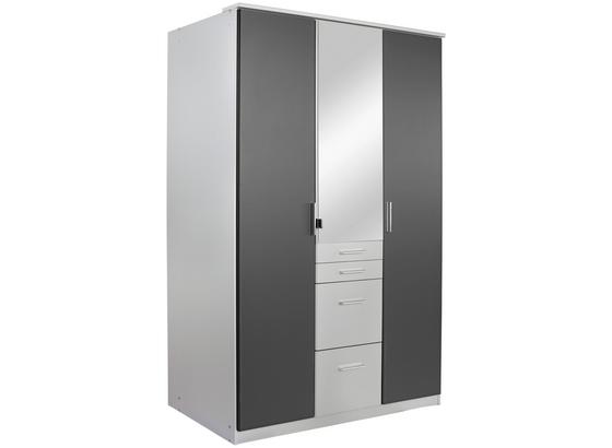 Drehtürenschrank mit Spiegel 135cm Aachen, Graphit Dekor - Alufarben/Graphitfarben, KONVENTIONELL, Holzwerkstoff (135/198/58cm) Drehtürenschrank mit Spiegel 135cm Aachen, Graphit Dekor - Alufarben/Graphitfarben, KONVENTIONELL, Holzwerkstoff (135/198/58cm)