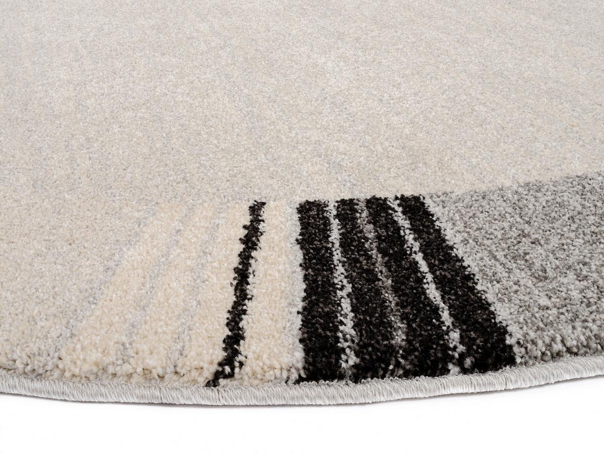Webteppich Grau/Dunkelgrau Palazzo Lobo Rund Ø 200 cm - Grau, KONVENTIONELL, Textil (200cm) - Novel