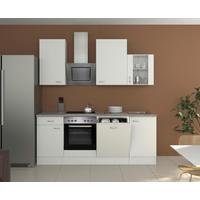 Küchenzeile Wito mit Geräten 220 cm Grau/Weiß Modern - Hellgrau/Weiß, MODERN, Glas/Holzwerkstoff (220cm) - FlexWell