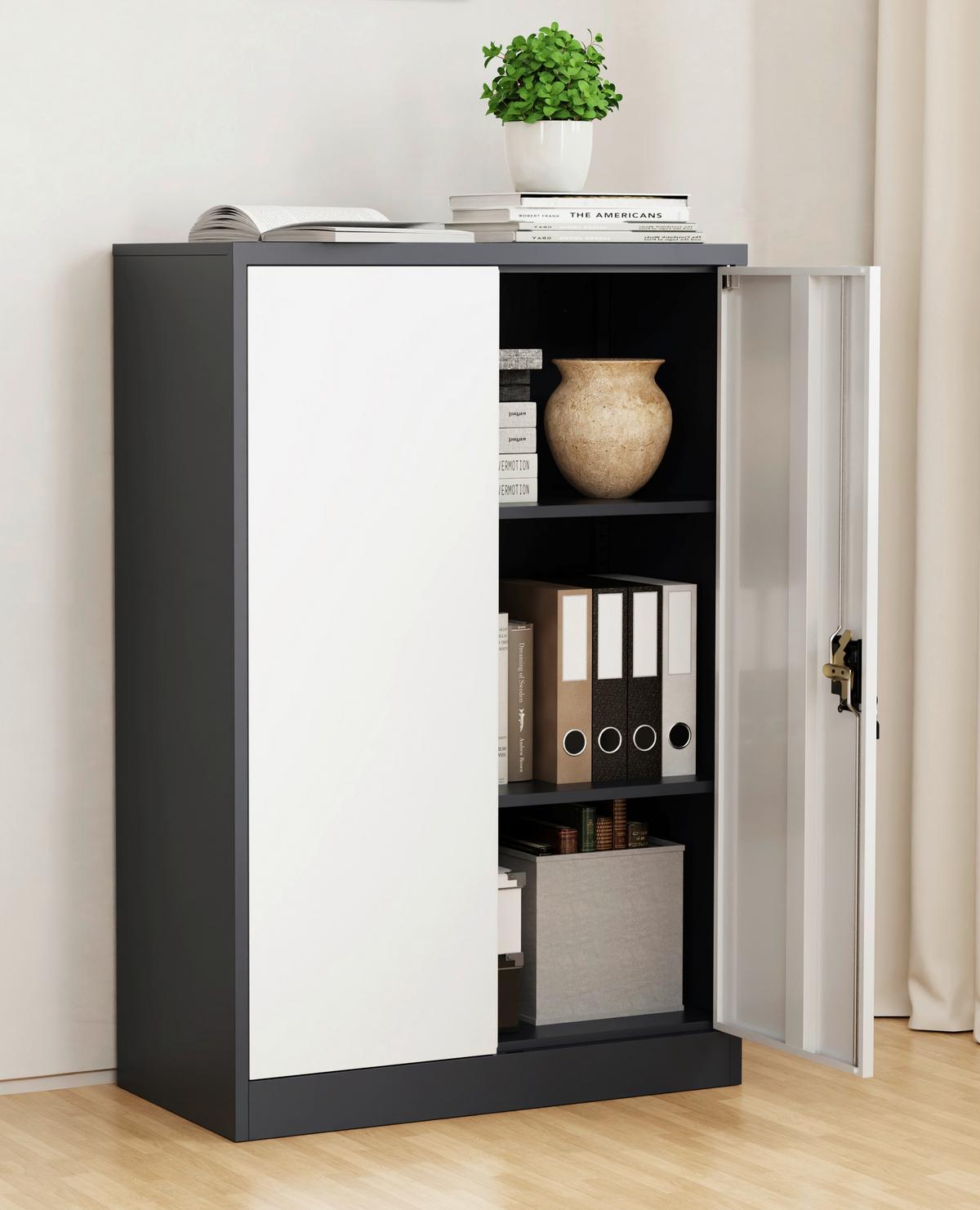 Aktenschrank Malivo Weiß/Anthrazit B: 80cm - Anthrazit/Weiß, KONVENTIONELL, Metall (80/120/40cm) - MID.YOU
