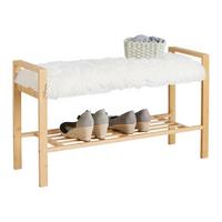 Šatní lavice ADUA - bílá/přírodní barvy, Moderní, kompozitní dřevo/textil (87/50/30cm) - Mömax