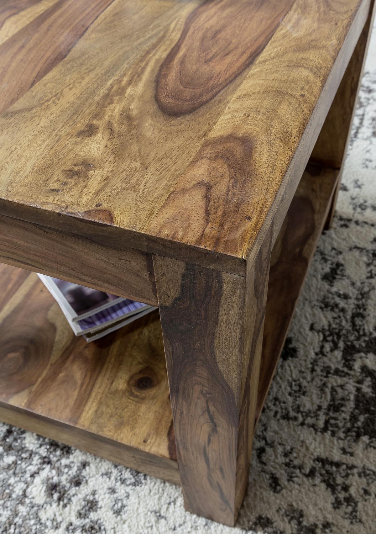 Couchtisch Holz Massiv Mit Ablageplatte Mumbai, Sheesham - Sheeshamfarben, Design, Holz (60/60/40cm) - MID.YOU