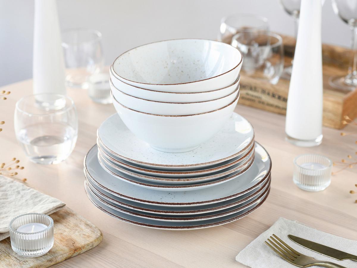 Tafelservice Vintage 12tlg. - Grauweiß/Weiß, Basics, Keramik - Creatable
